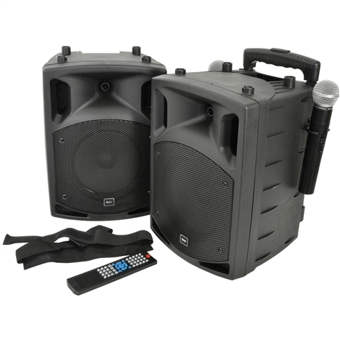 BVS Portable 50W PA Set with UHF Handheld Wireless Mics, Bluetooth & DVD